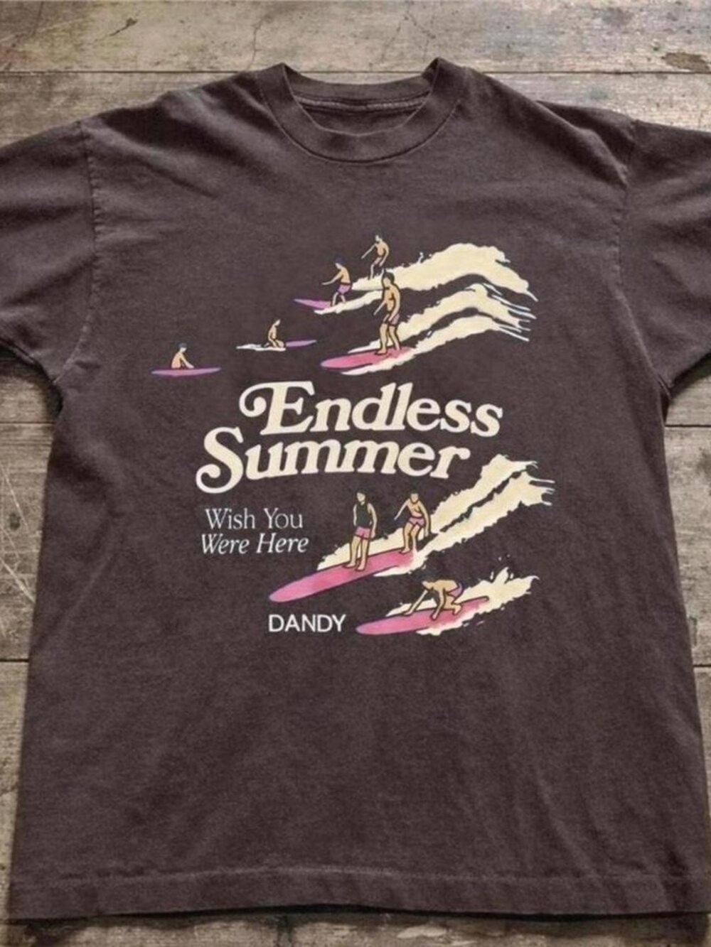 Dark chocolate 90s Endless Summer Surfing T-Shirt